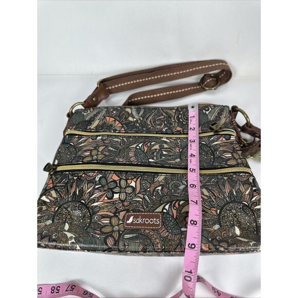 Sakroots Basic Crossbody Double Zip Purse Coated Canvas Boho Floral Fall Pattern - Picture 10 of 10